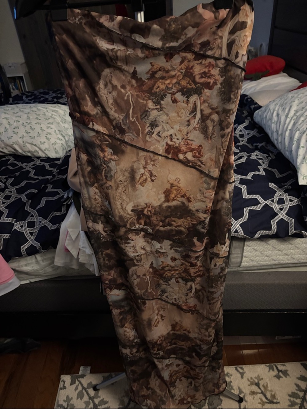 Fashion Nova Brown & Cream Baroque Print Maxi Dress